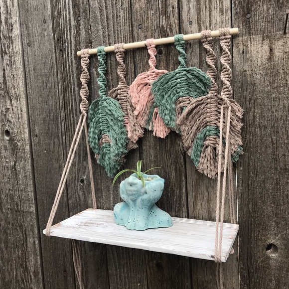 Macrame Feather Wall Shelf - Picture 4 of 6